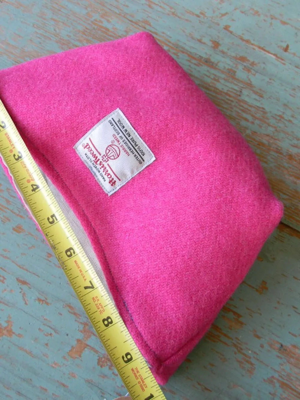NWT HARRIS TWEED WOOL PINK SMALL POUCH BAG LINER MADE IN SCOTLAND